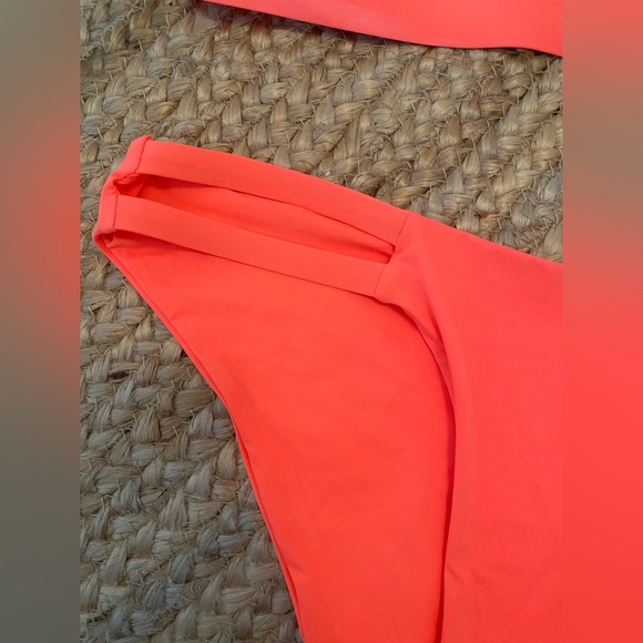 TiniBikini Bright Coral Orange Cut Out Bikini Size L - Picture 2 of 6